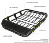 Universal Car Roof Cargo Basket featuring steel construction and aerodynamic fairing for reduced wind noise.