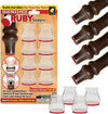Transparent Red 8 Pieces Sliders Chair Leg Protectors packaging and product layout for floor protection.