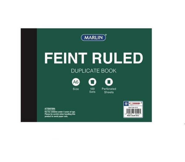 A6 Feint Ruled Duplicate Book Pack with 100 sets and perforated sheets for accurate record-keeping.