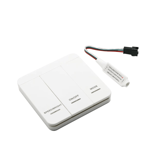 3000K 5M LED Light Bar remote control switch with speed, brightness, and mode functions.