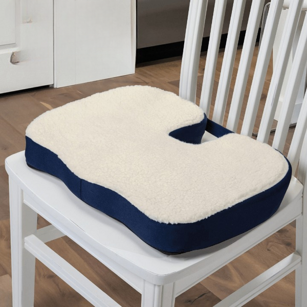 U-Shaped Ergonomic Seat Cushion Chair Pad on a white chair, designed for comfort during long sitting periods.