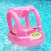 Kids Baby Boat with Sun Shade floating in a swimming pool, designed for comfortable water play for young children.