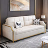 Convertible Sleeper Loveseat Sofa Bed in elegant beige with gold accents, perfect for modern living spaces.