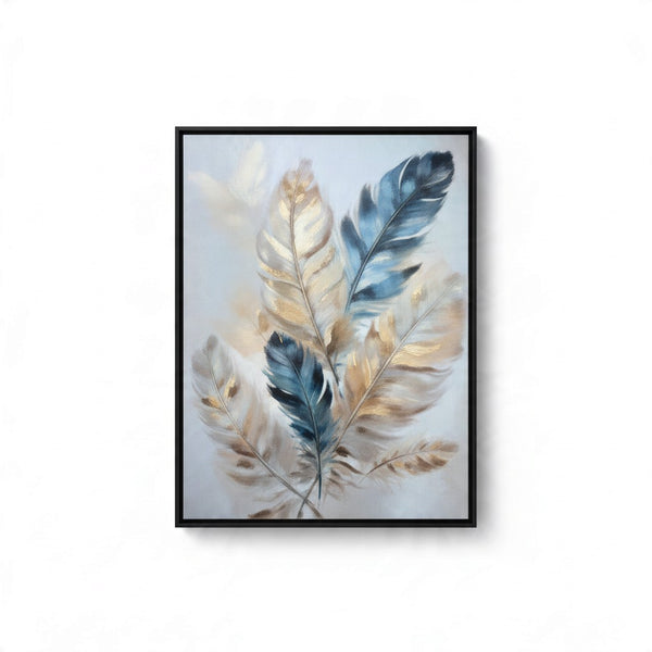 Gold-Accented Feathers Canvas Wall Art