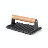Ridged Grill Press with Wooden Handle designed for even cooking of meats and sandwiches.