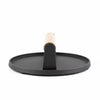 Round Cooking Press with Wooden Handle, sturdy kitchen tool for pressing food, featuring a wide base and wooden handle.