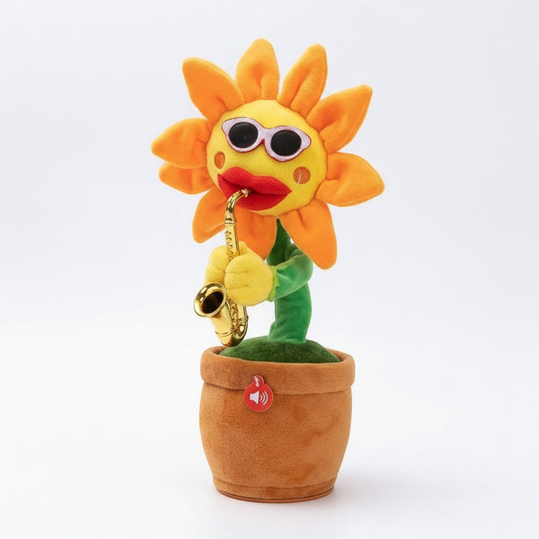 Dancing Musical Sunflower Plush Toy with Saxophone