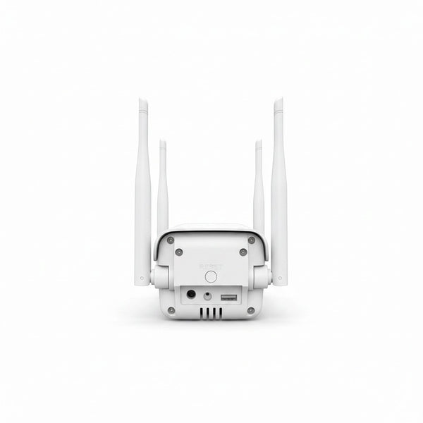XY Wi-Fi Cam OD30 Bullet Security Camera Unit back view with antennas and ports visible.