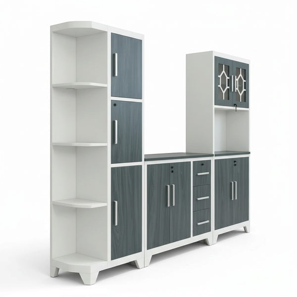 Multi-Piece Modular Kitchen Storage Cabinet Set showcasing modern design and ample storage options.