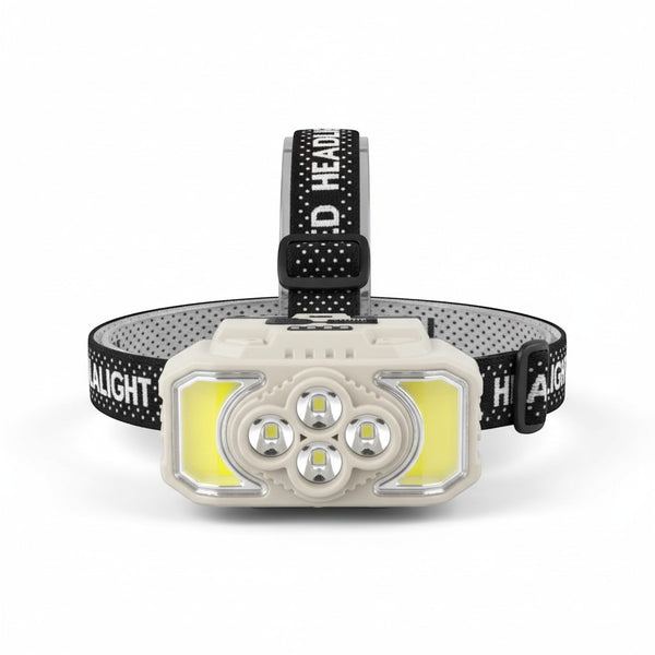 Head LED Light with adjustable strap, featuring bright front LEDs for hands-free illumination.