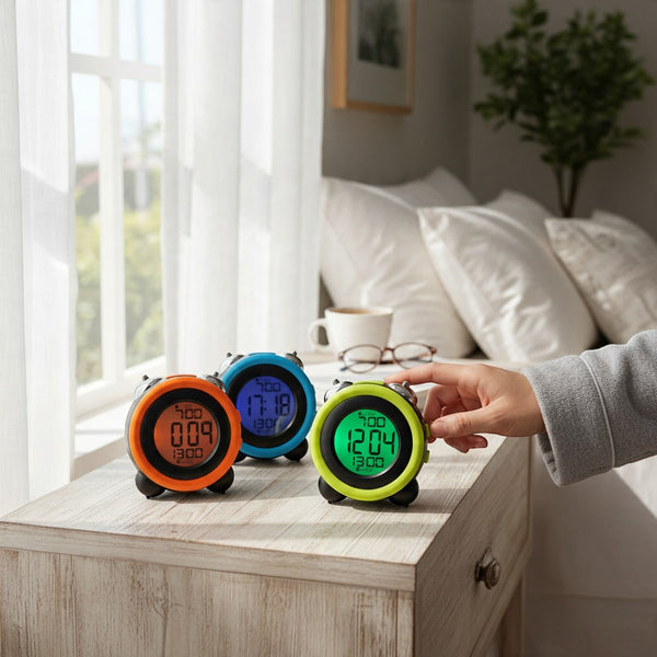 Digital Twin-Bell Alarm Clock with Backlit LCD Display