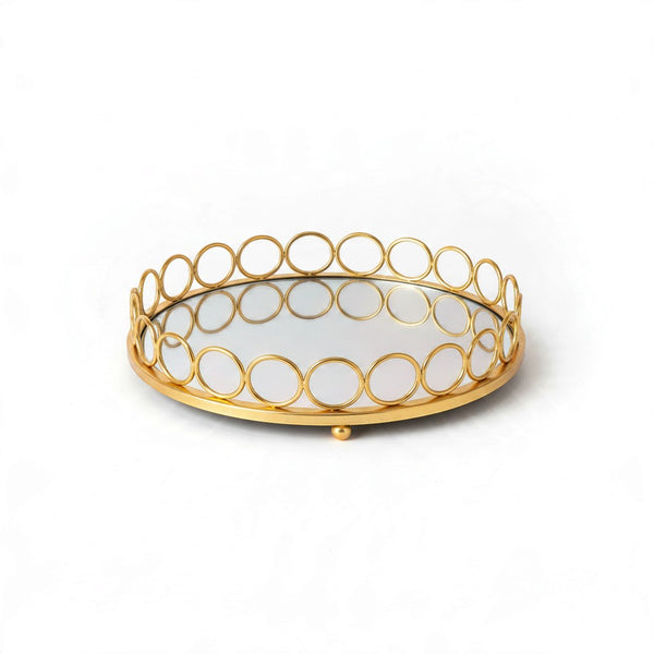 American Round Loop Mirror Tray Gold - Large