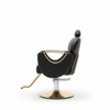 Professional Salon Styling Chair with Metal Base featuring an elegant black and gold design, perfect for salons.