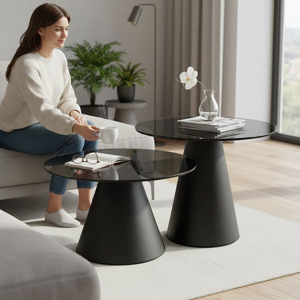 Round Nesting Coffee Table Set