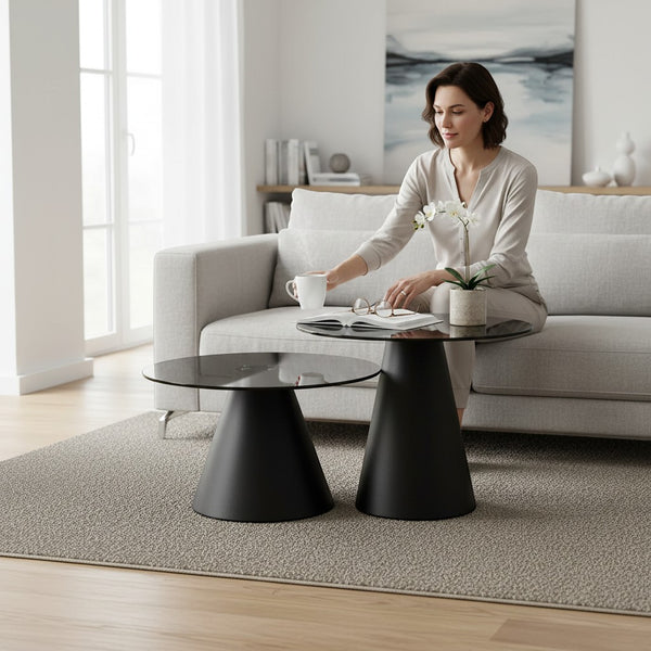 Round Nesting Coffee Table Set
