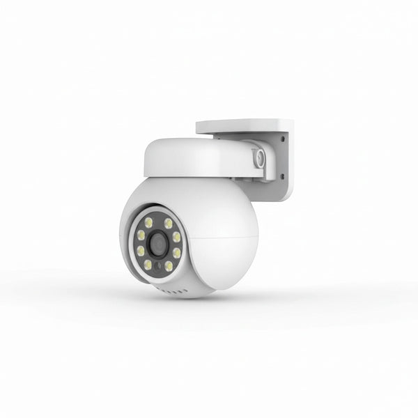 Outdoor AHD 5MP PTZ Security Camera with built-in LED lights for nighttime monitoring.