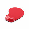 Mouse Pad with Hand Rest in vibrant red color, featuring a sleek mouse tracking surface and integrated hand rest.