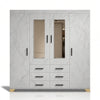 4-Door Wooden Wardrobe Armoire with Dual Mirrors & 6 Drawers featuring a stylish design and ample storage solutions.