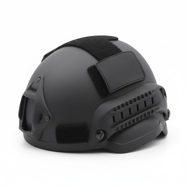 Military-Style Tactical Helmet shown side view with structured design and tactical features for costume and display purposes.