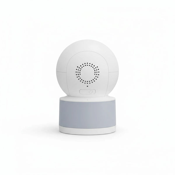 Y611 Pan & Tilt Camera & Lighting Unit white design with speaker and base for home security.