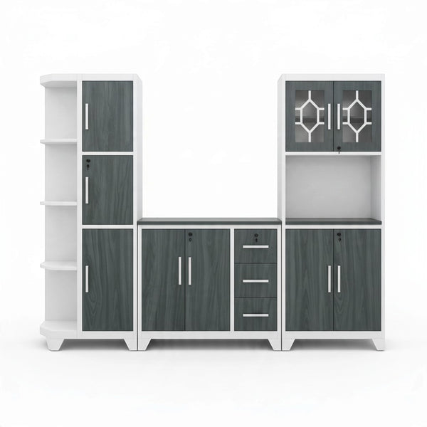 Multi-Piece Modular Kitchen Storage Cabinet Set designed for customizable kitchen organization and elegant storage.