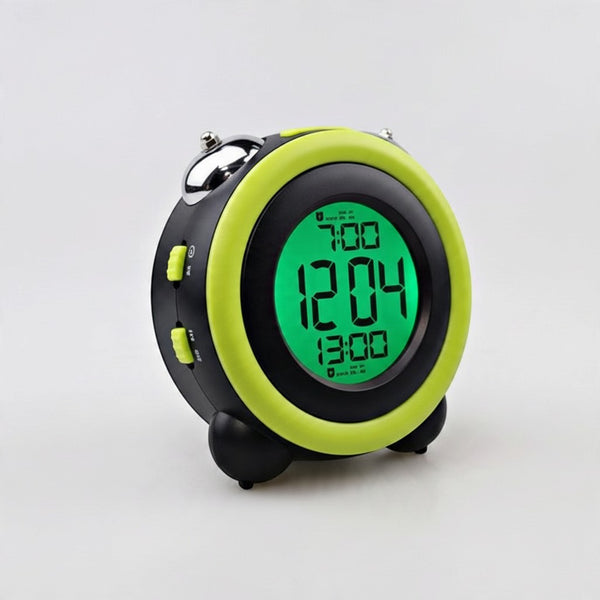 Digital Twin-Bell Alarm Clock with Backlit LCD Display