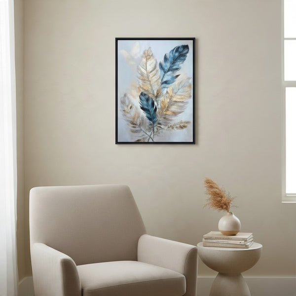 Gold-Accented Feathers Canvas Wall Art