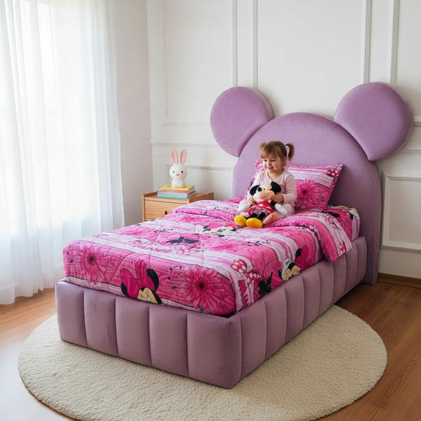 Single Bed Frame and Base set with Character Ear Headboard