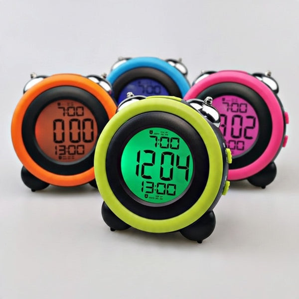 Digital Twin-Bell Alarm Clock with Backlit LCD Display