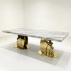 Grey Marble Dining Table with Gold Fan Base