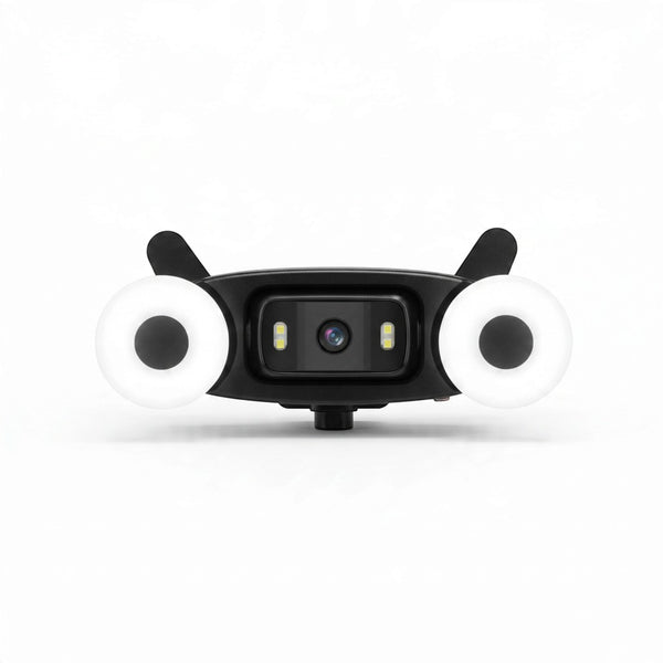 3-in-1 Smart Outdoor Floodlight Security Camera Unit with LED lights and camera lens for enhanced surveillance.