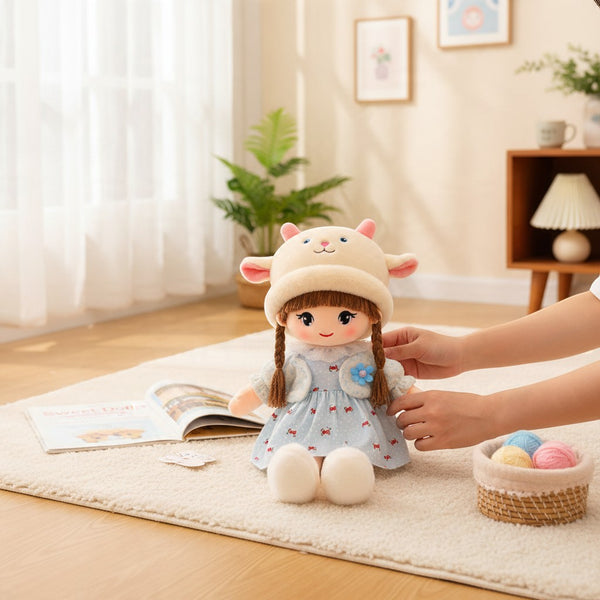 Plush Rag Doll with Animal Hat