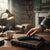 Toy Handgun Toy Pistol Set on a wooden desk with coffee and a lamp in a cozy interior.