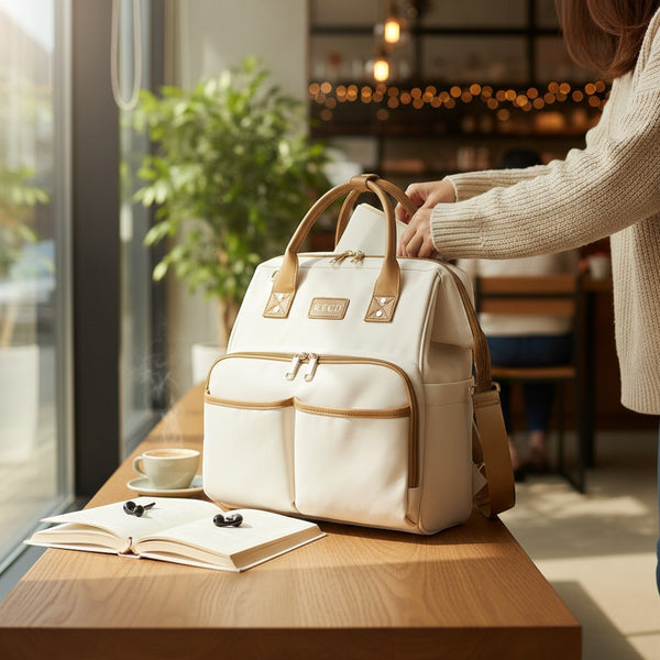 Convertible Canvas Diaper Bag Backpack with Shoulder Strap