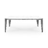 Mirren Luxury Marble Dining Table with polished marble top and metallic legs for a contemporary dining space.