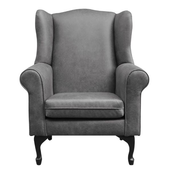 Serena Grey Fabric Wingback Chair