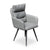 Elara Modern Armchair in gray leather with a sleek design and padded backrest, perfect for home and office use.