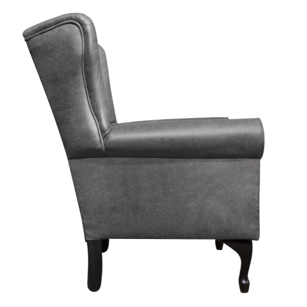 Serena Grey Fabric Wingback Chair