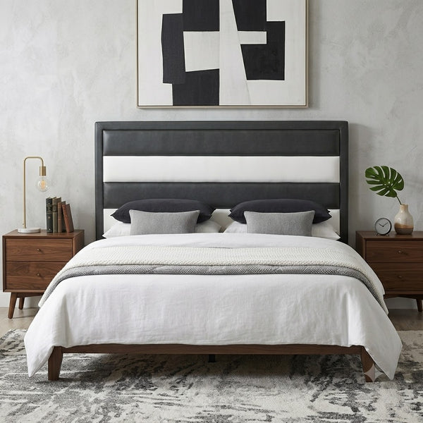 Black Upholstered Panel Headboard for Bedroom