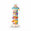 Flying Saucer Launch Tower Toy featuring colorful balls and an interactive dog figure on top.