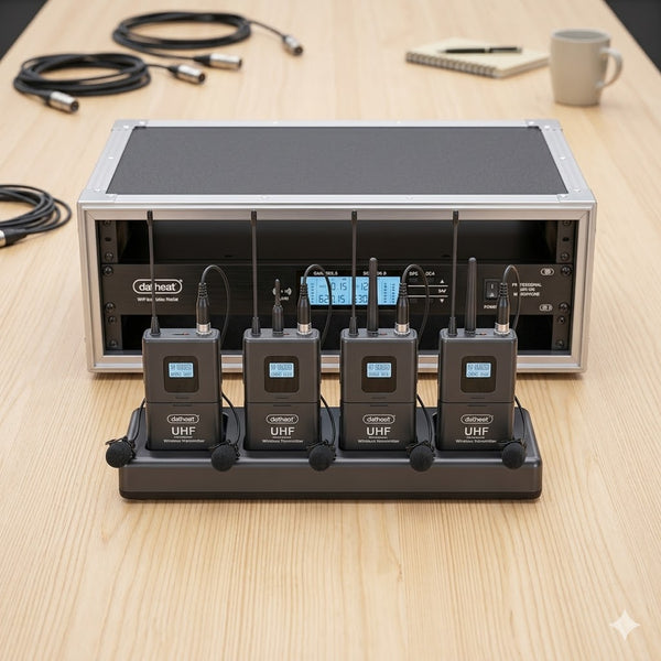 4 Channel UHF Wireless Headset and Lapel Microphone System