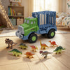 Dino Adventure Truck Toy Set with 8 Mini Dinosaur Figures in a playful indoor setting.