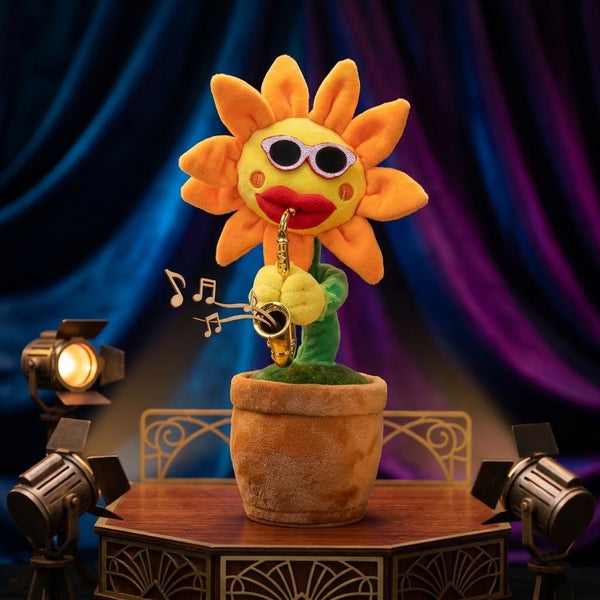 Dancing Musical Sunflower Plush Toy with Saxophone