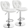 Adjustable Bar Stool and Table Set featuring modern white bar stools with chrome bases for stylish dining areas.