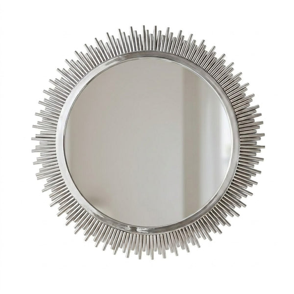 Sunburst Decorative Round Wall Mirror with a modern design and artistic sunburst frame, perfect for decorating any space.