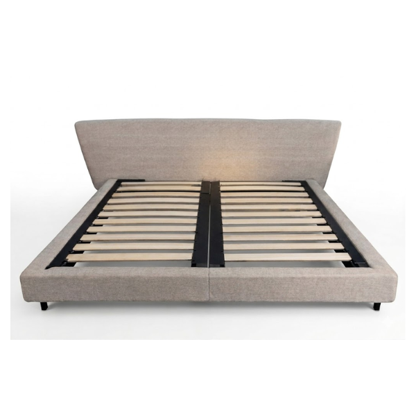 Modern Hotel Upholstered Platform Bed Frame with a sleek design and wooden support slats for mattress stability.