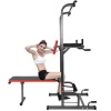 All in One Pull Up Bar Adjustable Tower Dip Station With Bench Bar