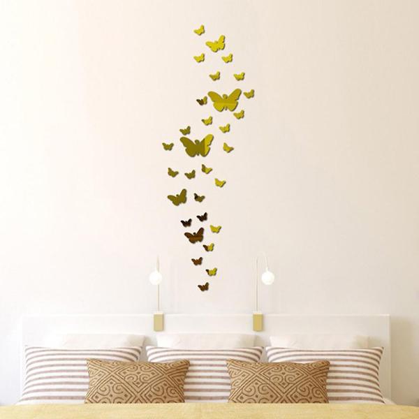 Gold Butterfly Mirror Wall Stickers