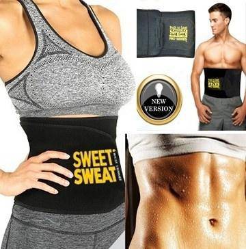 Sweet Sweat Waist Trimmer - Black/Pink, Premium Waist Trainer Sauna Belt  for Me